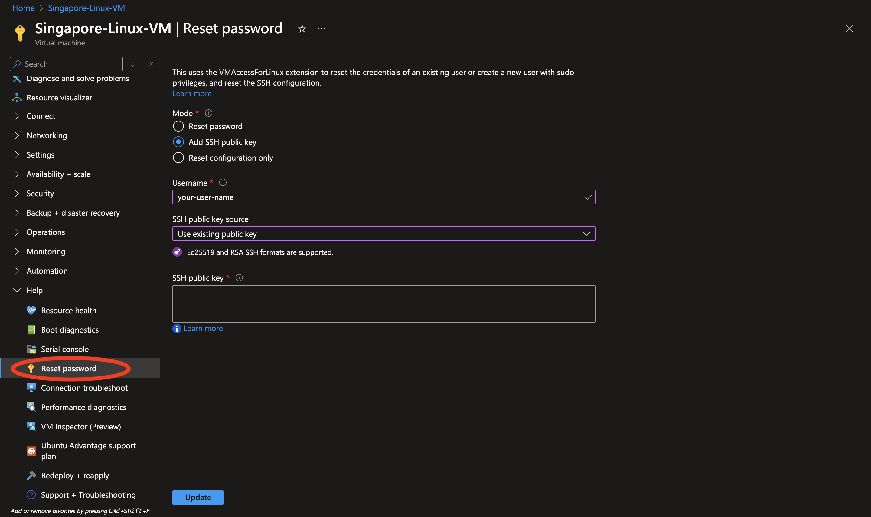 azure ssh key add